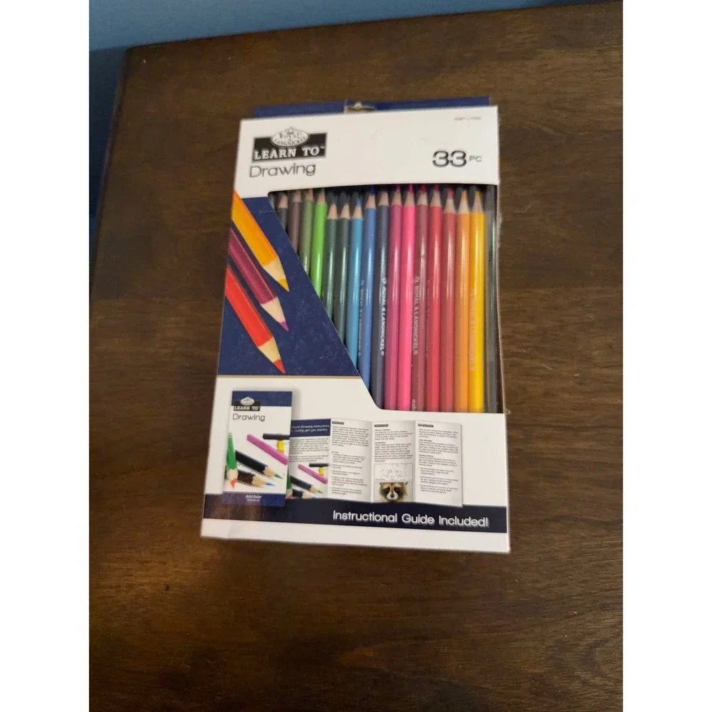 Royal & Langnickel Learn To Drawing 33pc Set Colored Pencils Paper Guide LT253